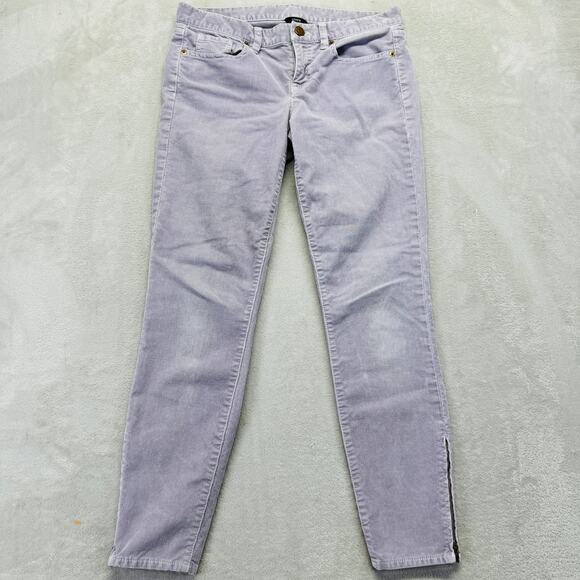 J.Crew Pants‎ Women 27 Purple Corduroy Toothpick Super Skinny Stretch Ankle Zip - Picture 2 of 13